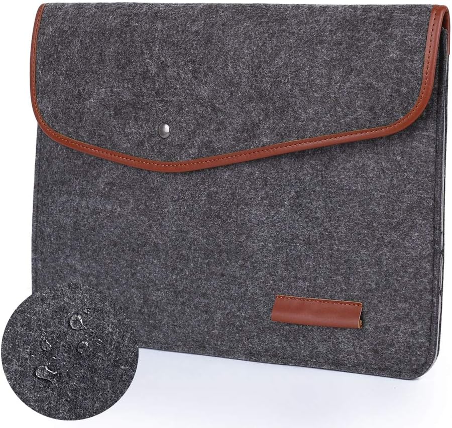 Devmlicor Felt Laptop Sleeve, Laptop Case Cover for 13-13.3" MacBook Retina MacBook Pro/Surface Laptop 2017/12.9" iPad Pro Water Repellent Ultrabook Netbook Carrying Case Protector Bag, Dark Gray