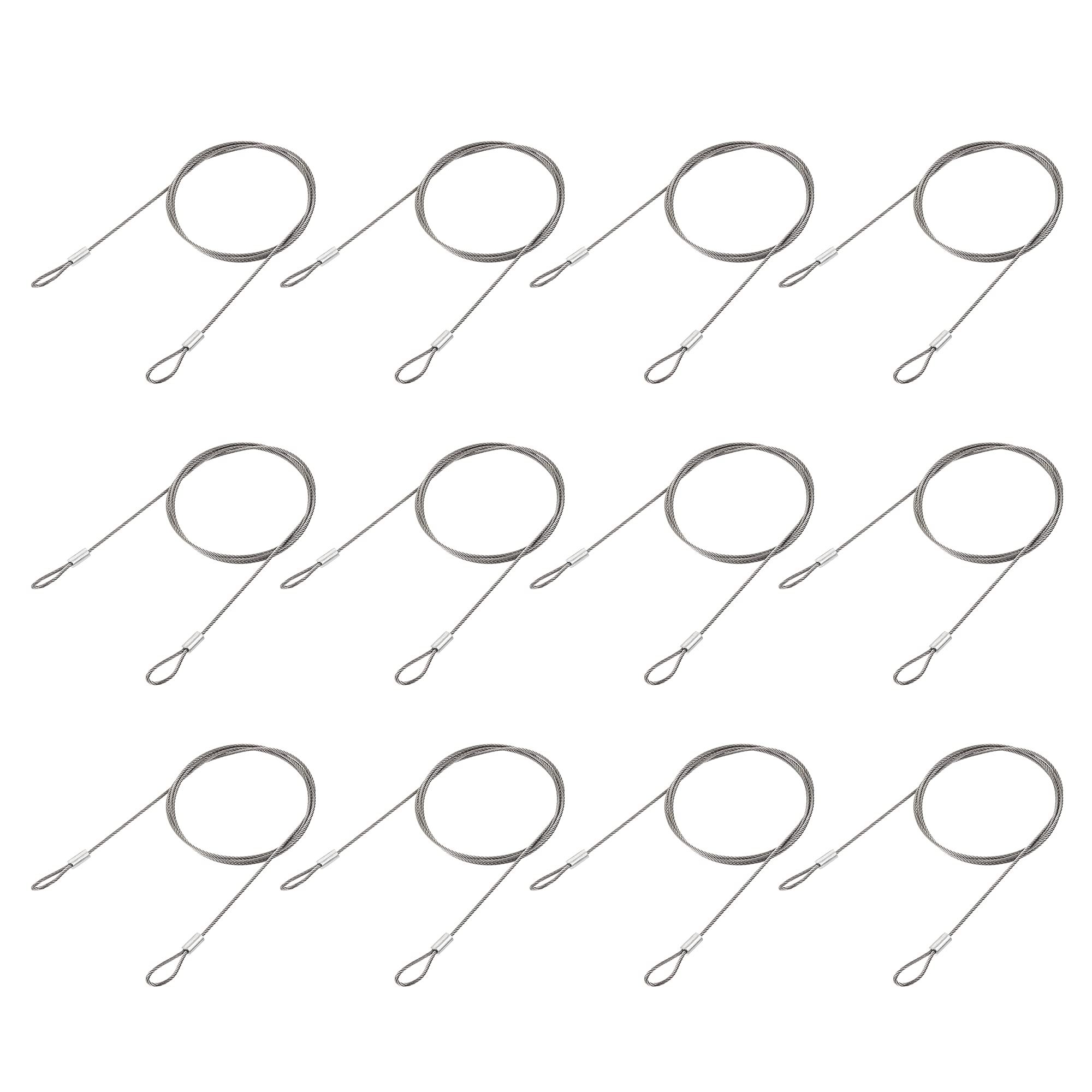 sourcing map Picture Hanging Wire Kit, 12pcs 1M Double Ring Hanging Wire for Home Picture Art Gallery Picture Display Kit, Load 66 Lbs
