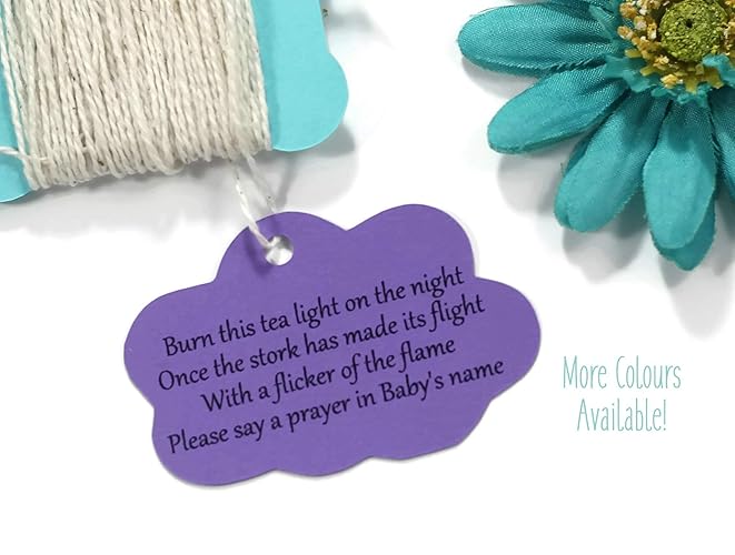 Amazon Com Purple Baby Shower Favor Tags Neutral Cloud Shaped
