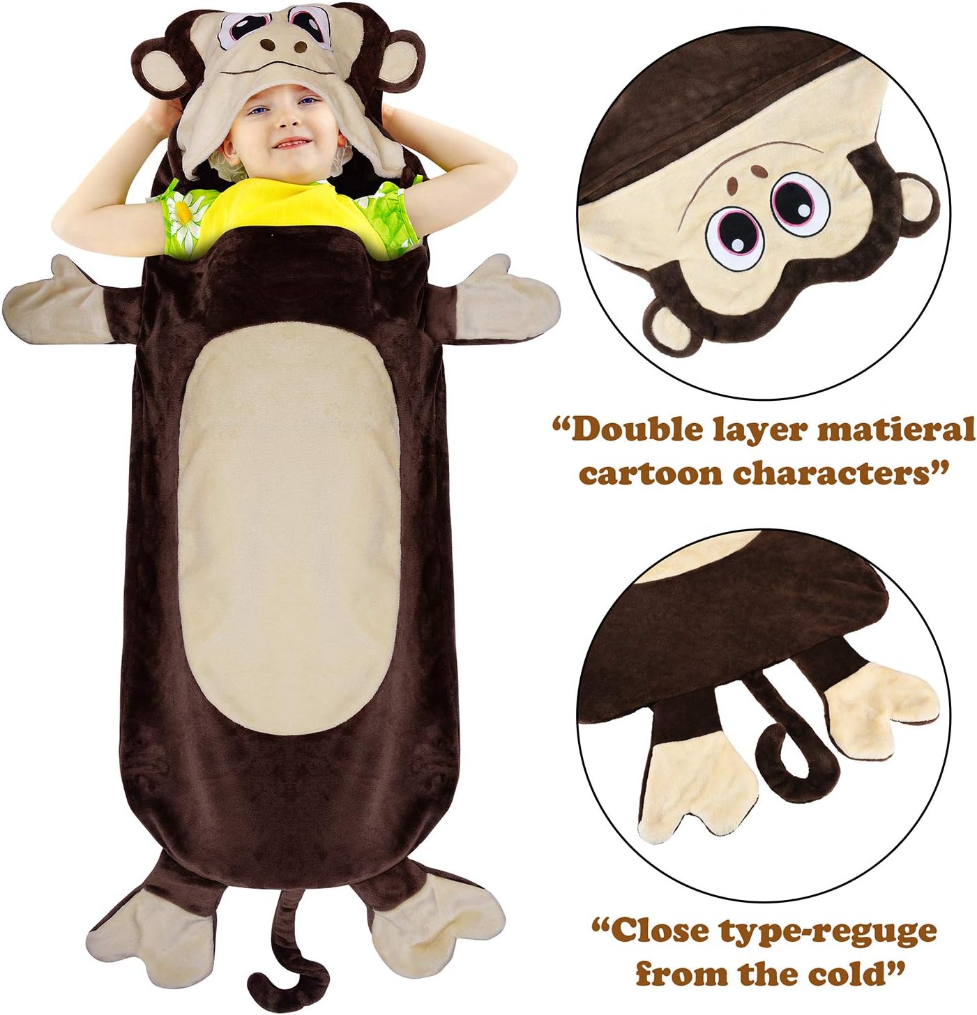 Catalonia Classy Monkey Fleece Blanket, Sleeping Bag Plush Soft Flannel Fleece All Seasons, Snuggle Blanket, Best Gifts 132 x 55 cm - Image 4