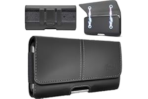 Wireless City Leather Phone Holster for iPhone 17/17 Pro 16/16 Pro 16e 15/15 Pro 14/14 Pro 13/13 Pro 12/12 Pro 11 XR, Belt Clip Pouch for Men & Women – (Black Medium)