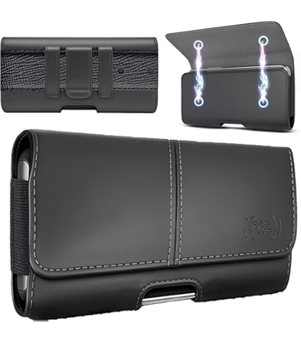 Cell Phone Belt Holder For Men Leather Cell Phone Waist Bag Mens, Cell Phone Belt Clip Holster Leather, 6.9" Vertical Smartphone Pouch With Belt Loop Carabiner Carrying Case Mobile Phone Handbag Card