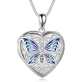 WINNICACA S925 Sterling Silver Heart Lockets Necklace That Holds Pictures Jewelry for Women Photo Pendant Necklace for Birthday Gifts