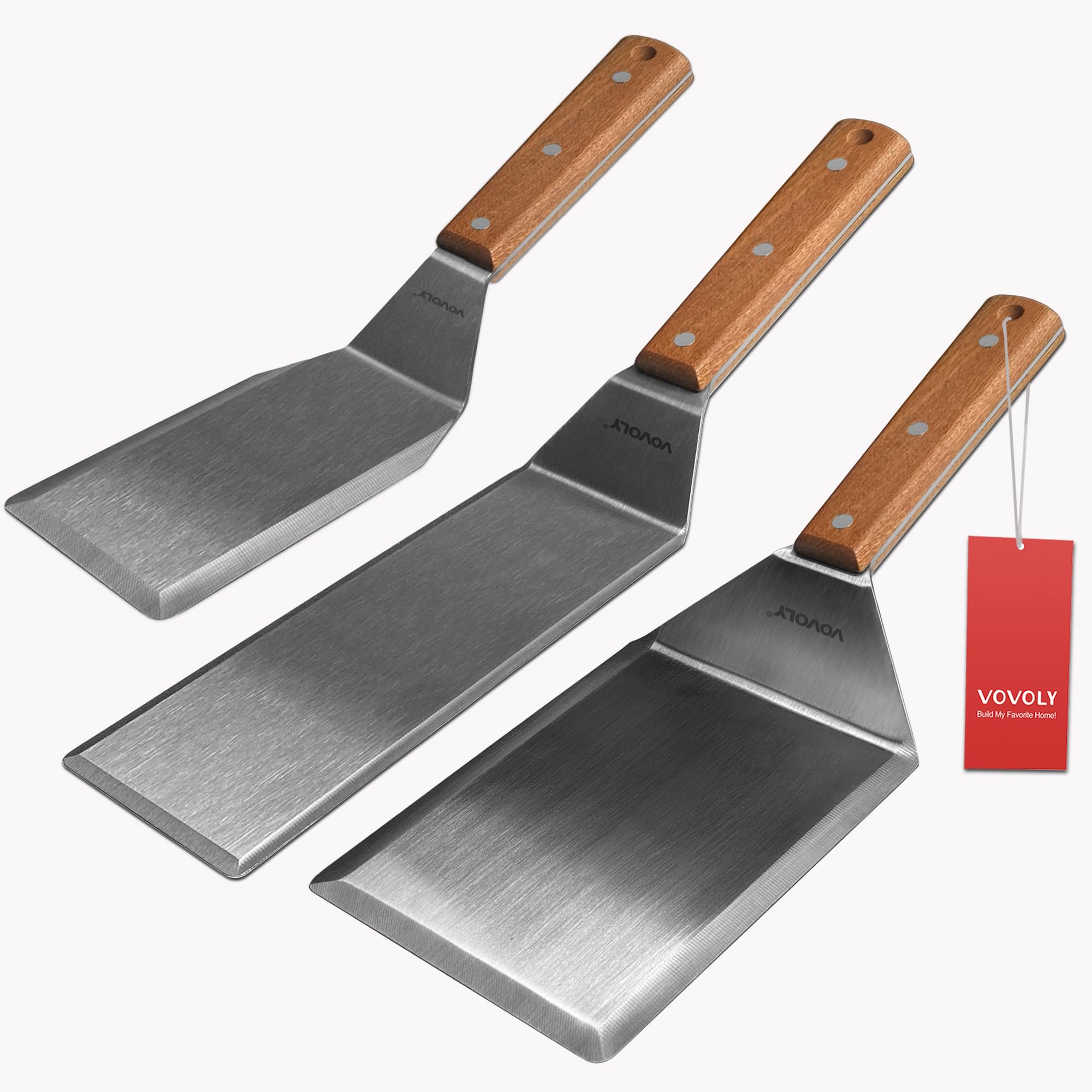 Photo 1 of Stainless Steel Spatula Set, Grill Spatula Set with Full Tang Handle & Beveled Edges, Long Wide Spatula for Cast Iron Griddle BBQ Flat Top Grill, Pancake Turner, Smash Burgers Metal Flipper