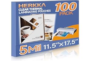 HERKKA 100 Pack Laminating Sheets, Hold 11 x 17 Inch Sheet, 5 Mil Clear Thermal Laminating Pouches 11.5 x 17.5 Inch Laminatio