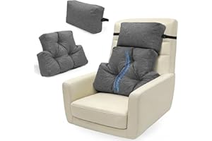 JZHLLA Recliner Neck and Lumbar Support, Shredded Foam Filling Back Rest Cushion with Adjustable Headrest for Pain Relief Lum