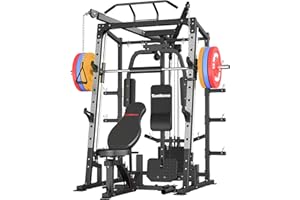 SunHome Smith Machine with Cable Crossover System, 2000LBS Multi-Function Squat Rack Power Cage for Home Gym Strength Training