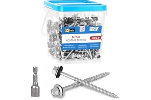 FMhotu Metal Roofing Screws #10×3Inch, 320-PCS, Hex Head Rustpert Coating Sheet Metal to Wood Siding Screw with EPDM Rubber Washer, Sharp Point, Hex Socket Included