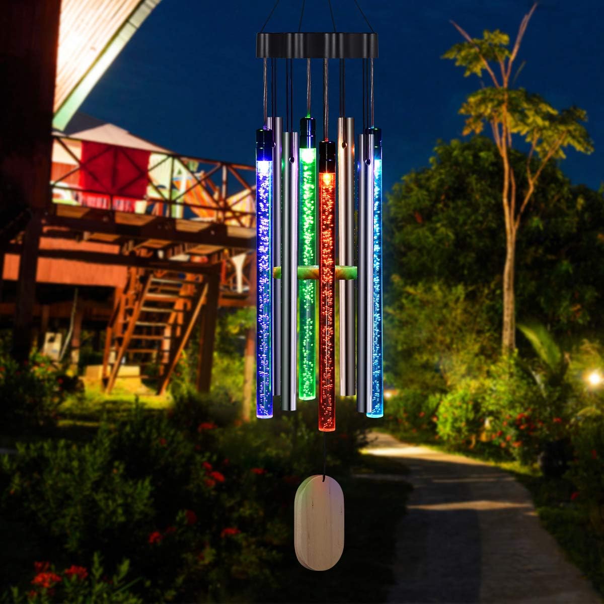 Kearui Solar Wind Chimes Light Outdoor, Memorial Wind Chimes with Colorful Light, Christmas/Housewarming Gift, Garden, Yard, Home Decor : Garden & Outdoor