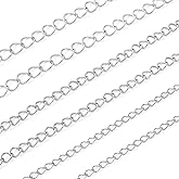 Stainless Steel Jewelry Making Chains Craftdady 9.84 Feet Twisted Bracelet Chains Soldered Curb Chain Links 3mm 4mm 5mm Metal Chains for DIY Craft Necklace Jewelry Making