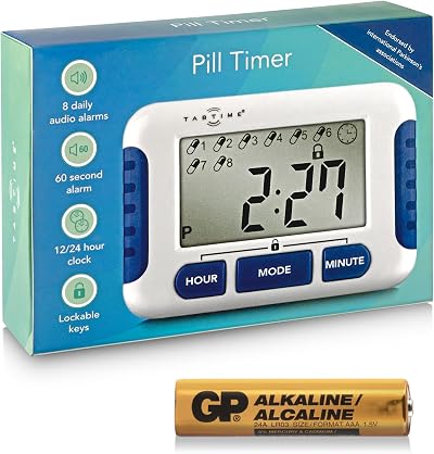 TabTime Timer Electronic Pill Reminder with 8 Alarms per Day