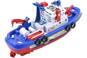 FireBoat Toy - 9.06x4.33x3.15in Rescue Boat Toy, Electric Fire Boat Toddler Toys | Water Play Games | Battery Operated Ship w