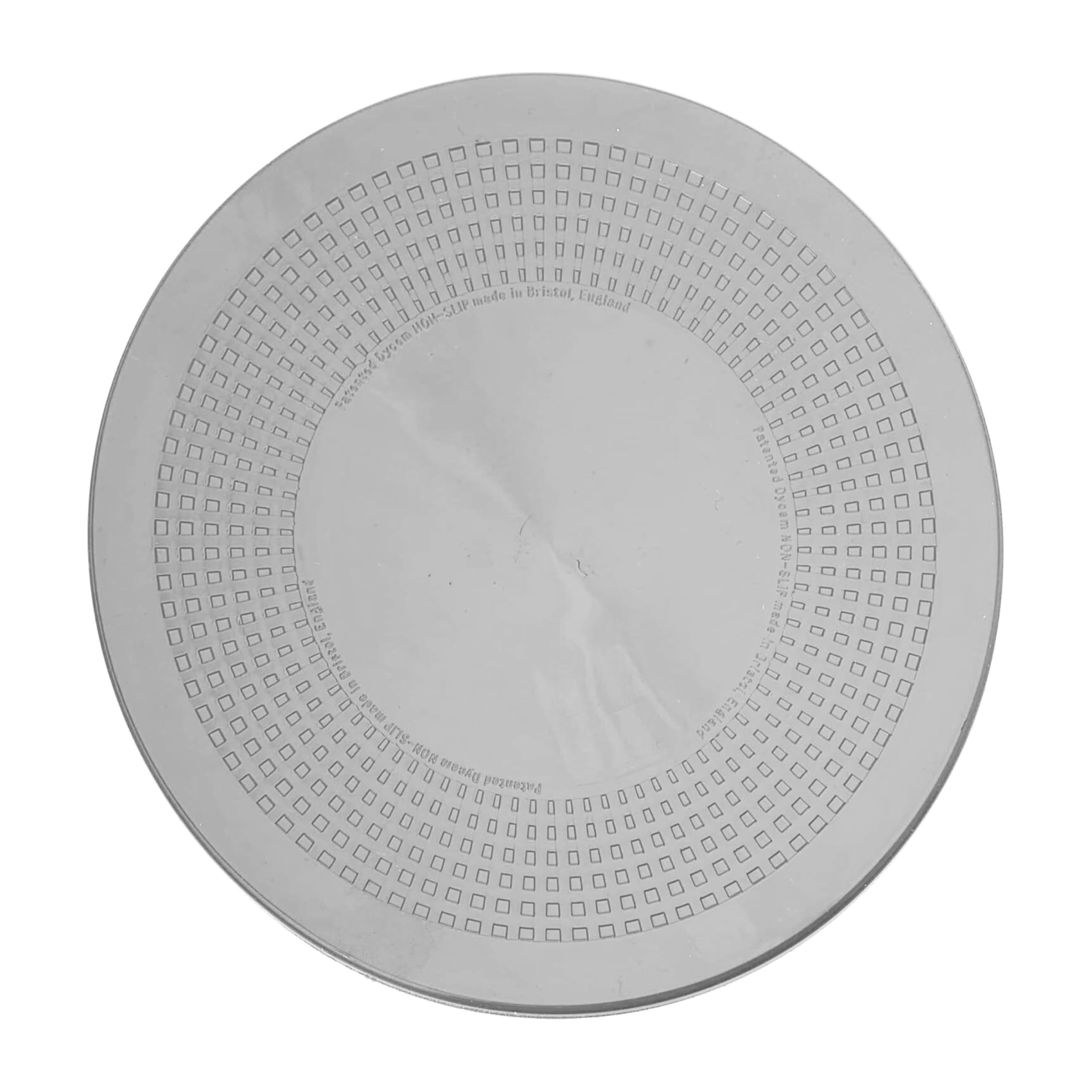DYCEM Non Slip Pad, Round 14 cm Diameter, Silver, Precut Adhering Pad, Grip Assistance, Non-Toxic, Prevents Objects From Sliding or Rolling, Ideal for Cups, Plates, and Eating Utensils