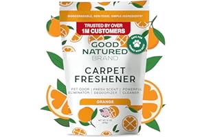 Good Natured Brand | Carpet Freshener & Deodorizer Powder | Pet Odor Eliminator for Strong Odor & Pet Urine | Fresh Natural Sweet Orange Scent | Biodegradable, Safe for Homes with Pets - 31oz