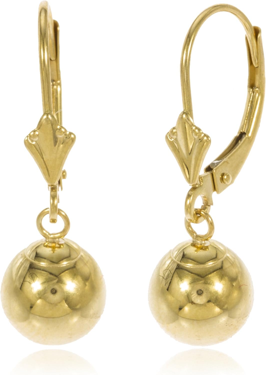 JOTW 14K Yellow Gold 8mm Dangle Ball Drop Leverback Earrings Amazon.co