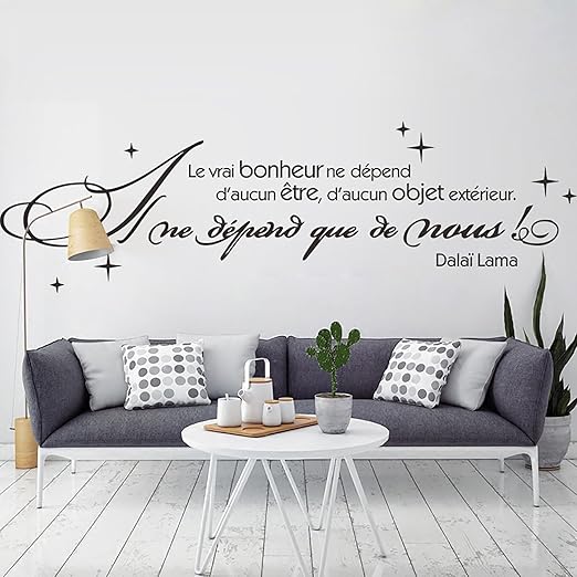 decalmile Stickers Muraux Citations Le Vrai Bonheur ne dépend d'aucun