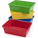 Humble Crew Toy Storage Bins for Kids, Set of 4, Primary Colors - Large, Sturdy, Colorful Plastic Storage Bins for Classroom,