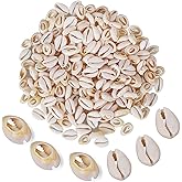 Fundiyoug 100 PCS White 0.63"-0.71" Natural Strong Cowrie Shell Beads Smooth Cut Oval Seashells, Beach Seashells with Hole for DIY Craft Jewelry Making, Adorning Hair Locks and Braids (Big Hole)