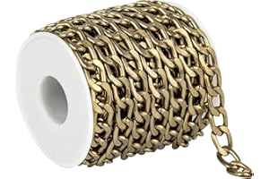 YOUBEIYEE 16.4 Feet Jewelry Making Chain Roll, Bronze Plated Aluminum Curb Cuban Chain Necklace for Women and Men Jewelry Chains Bulk
