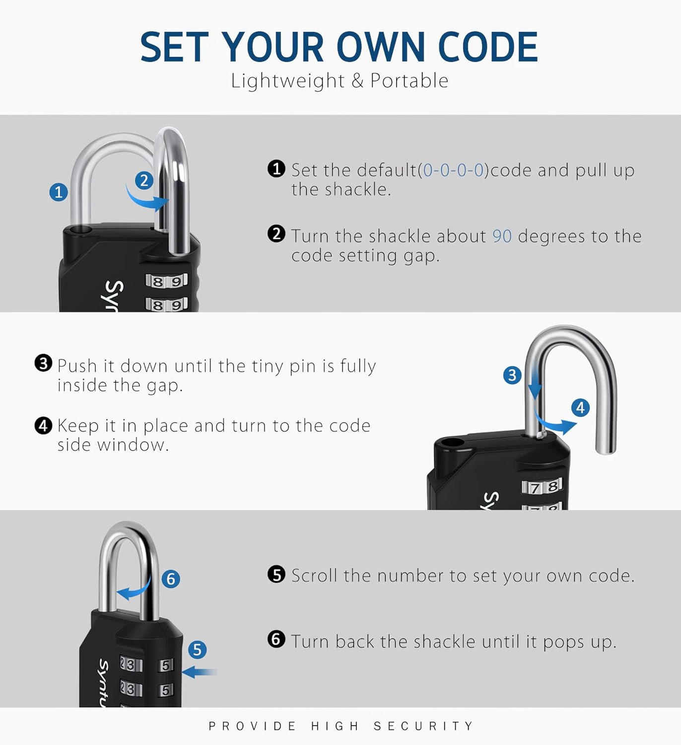 Syntus 2 Pack Combination Lock 4 Digit Padlock for School Gym Sports Locker, Case, Fence, Toolbox, Hasp Storage (Black) - - 