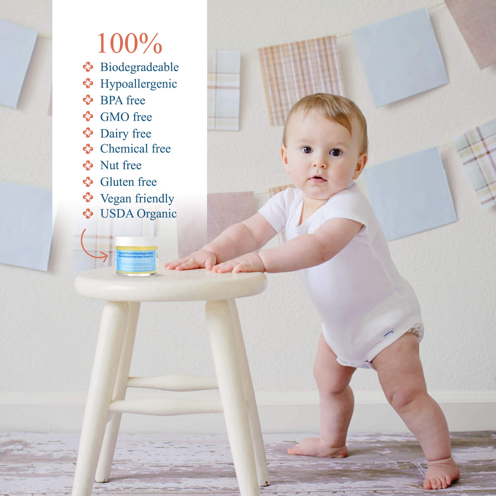 Shoosha Organic Diaper Balm (USDA-Certified Organic, for Sensitive Skin, Baby Diaper Rash Cream, Fragrance-Free, Hypoallergenic)