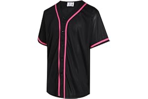 Pullonsy Blank Baseball Jersey for Men Women Full Button Up Short Sleeves Shirts Hip Hop Hipster Sports Uniforms
