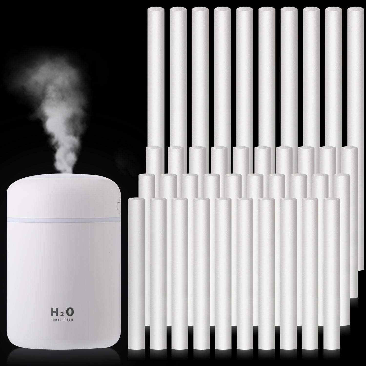 40 Pieces Humidifier Sticks Cotton Filter Refill Sticks Wicks Replacement for Portable Personal Diffuser USB Powered Mist Humidifiers in Office Home Bedroom, 2 Sizes with 5.3 Inch 2.7 Inch