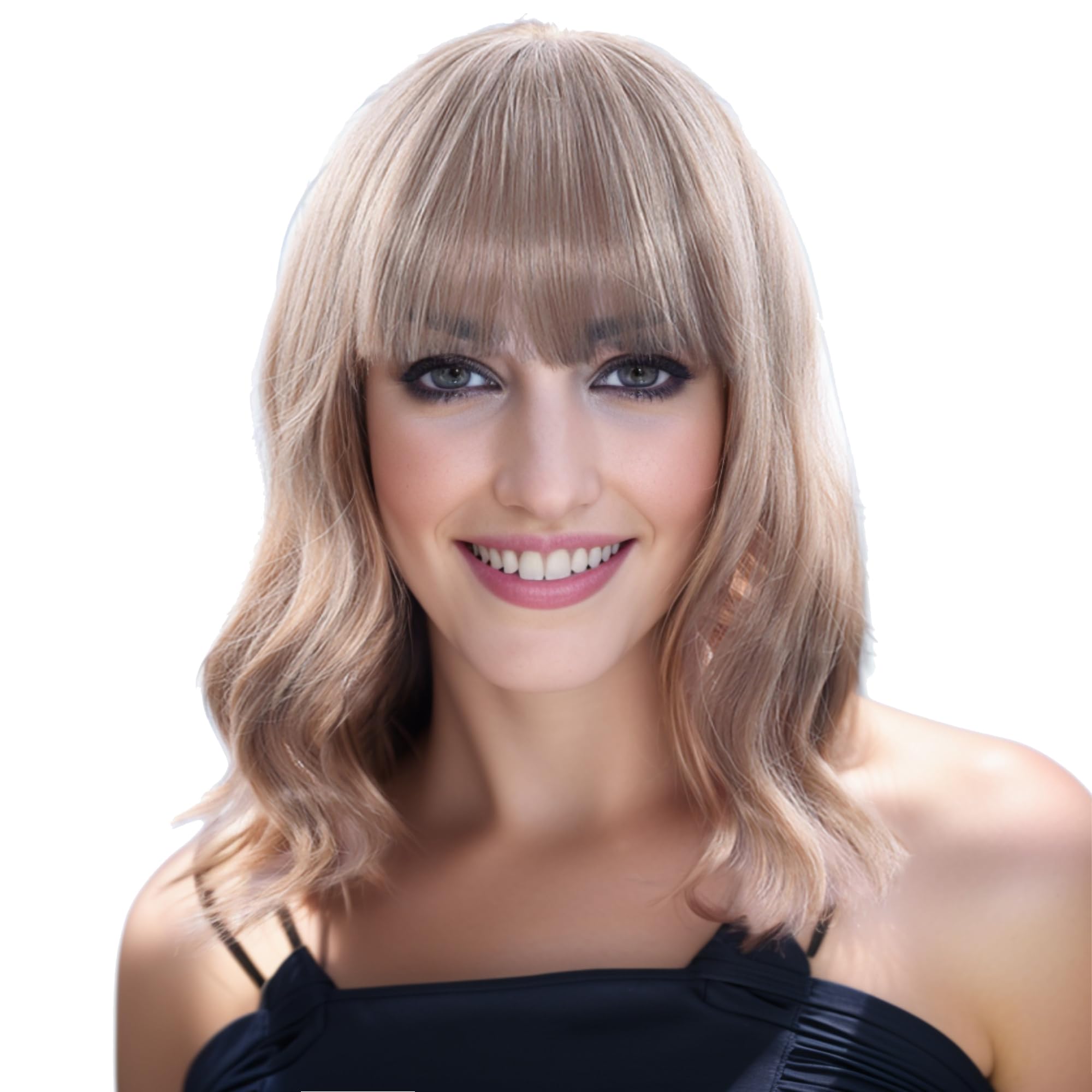 IMISSU Short Curly Hair Bob Wigs Cosplay Wig with Bangs Halloween Costume Party Headwear for Women (Dirty Blonde)