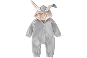 AGQT Babys Bunny Costume One Piece 3D Rabbit Ear Easter Halloween Costume Size 0-24 Months