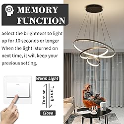 Dimmable LED Pendant Light for Dining Room, 3 Ring