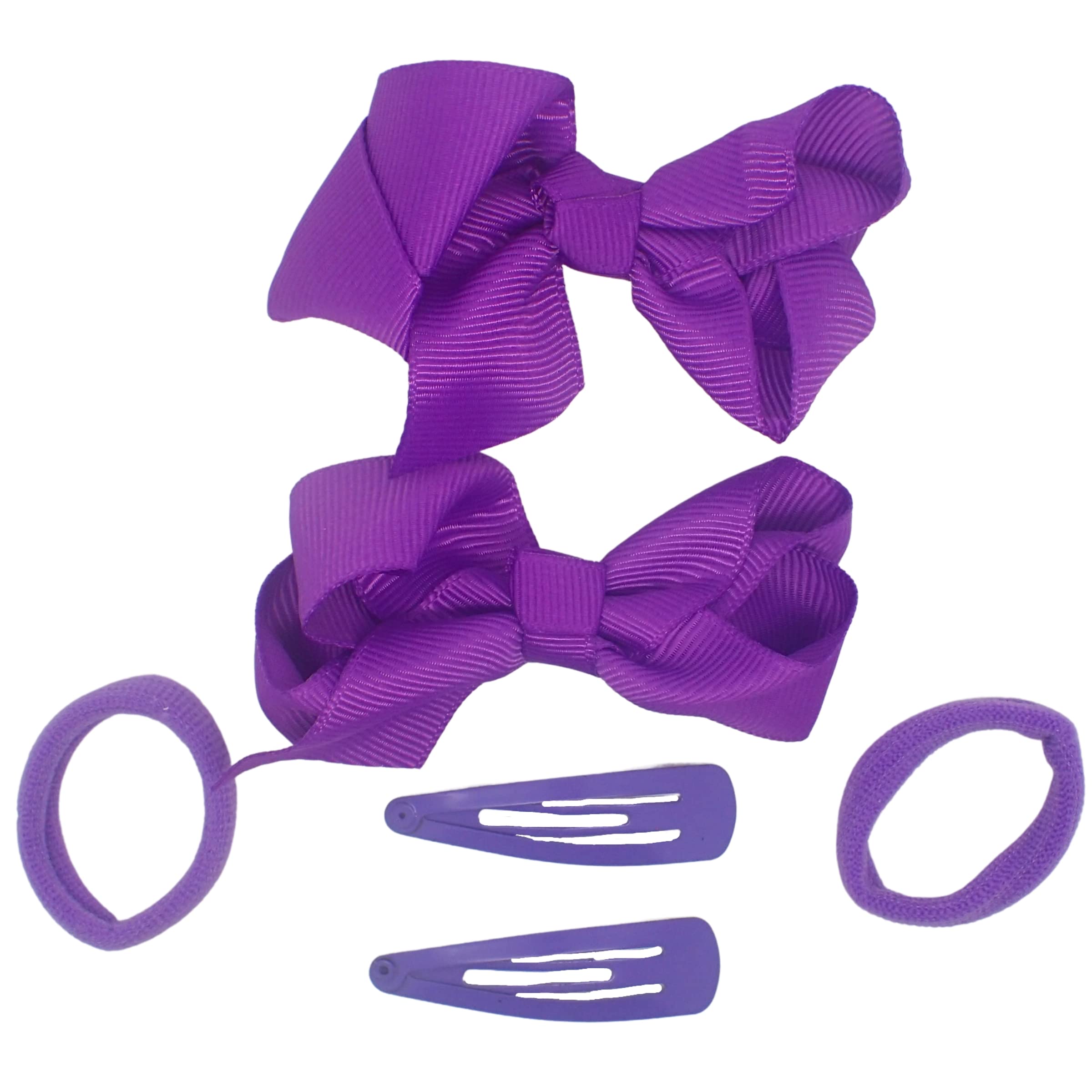 Topkids Accessories 6pcs set Hair Clips, Hair Bows, Hair Bobbles, Hair ties, Hair Accessories for Girls, Hair Grips, Kids Hair Accessories, Girls Hair Accessories Gift Set (Purple)