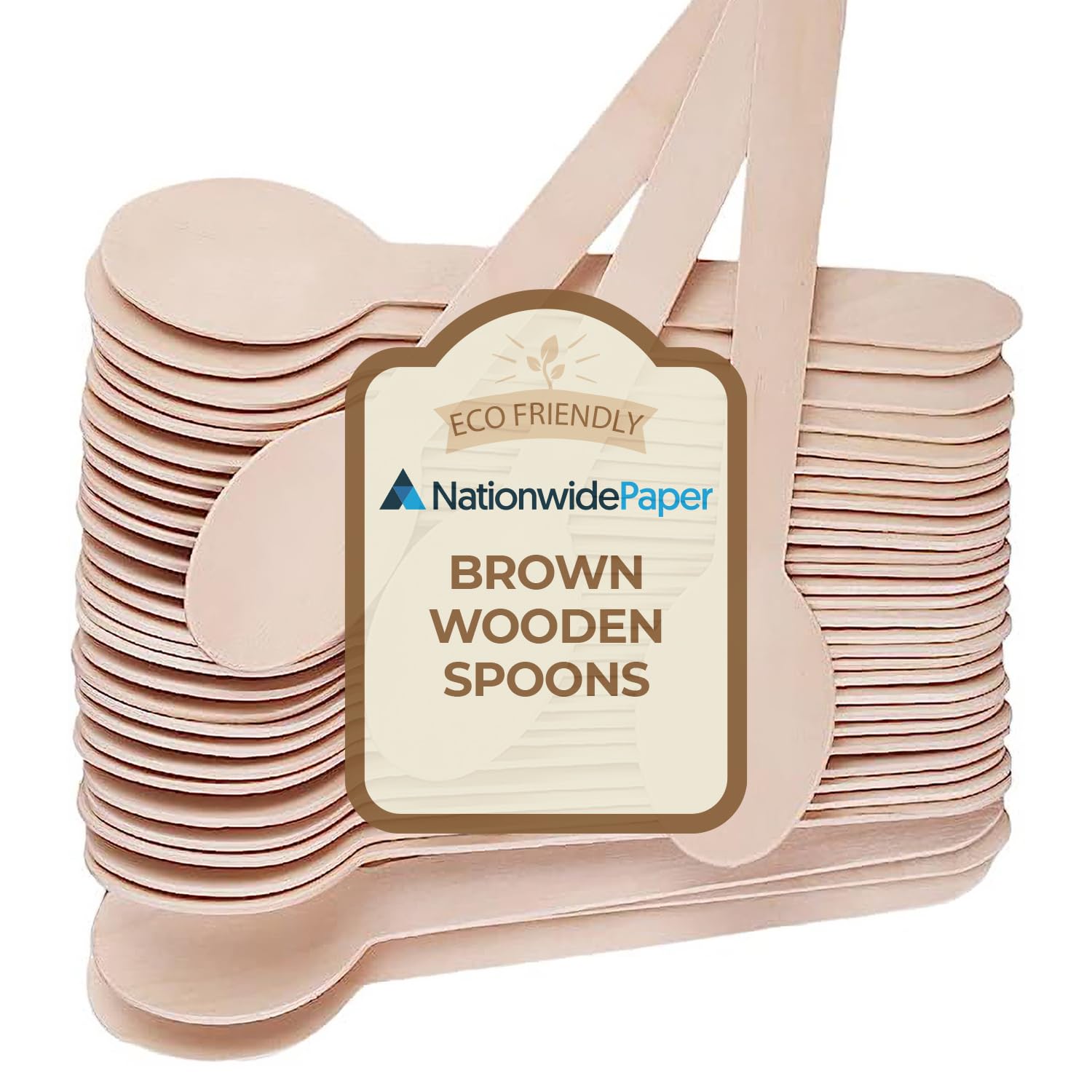 Nationwide Paper Disposable Wooden Cutlery Set of Forks, Knives, Spoons and Sporks (Modern, Spoons)