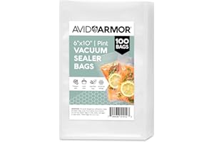 Avid Armor Vacuum Sealer Bags Pint Size, Vac Seal Bags for Food Storage, Meal Saver Freezer Vacuum Sealer Bags, Sous Vide Bags Vacuum Sealer, Non-BPA, 6 x 10 inches, Pack of 100