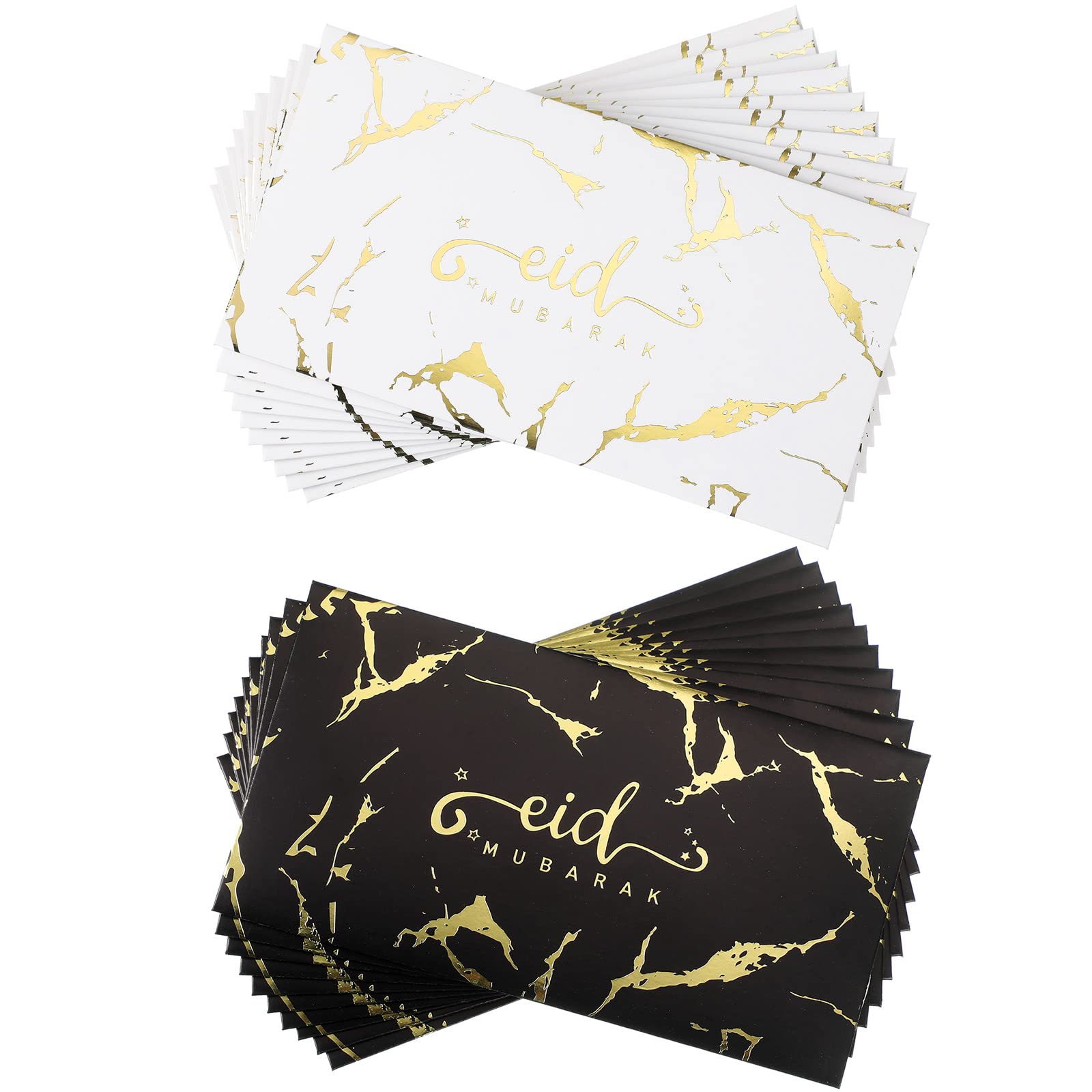 Faccito 20 Pcs Eid Al-adha Money Envelopes Eid Mubarak Money Envelope Ramadan Cash Gift for Festival of Muslim Mosque Sacrifice Feast Ceremony Party Decoration, 2 Styles(Stylish,White, Black)