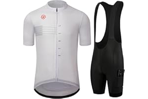 GCRFL Men's Cycling Jersey Sets Road Bike Jersey Riding Shirts Lightweight, Bib Shorts with Pockets Padded