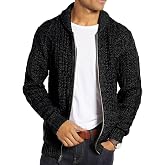 Ryannology Mens Zip Up Cardigan Sweater Shawl Collar Cable Knit Sweaters | Full-Zip, Textured Knit, Long Sleeve, Business Casual Style, Soft Warm Cardigan, Fall &amp; Winter Outerwear