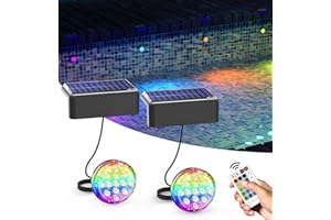 SKAIRIPA Solar Pool Lights, Solar Powered Submersible LED Lights with Remote IP68 Waterproof Swimming Pool Lighting, 16 Colors Underwater Pool Light for Above Ground Inground Pool, Pond (Black,2 Pack)