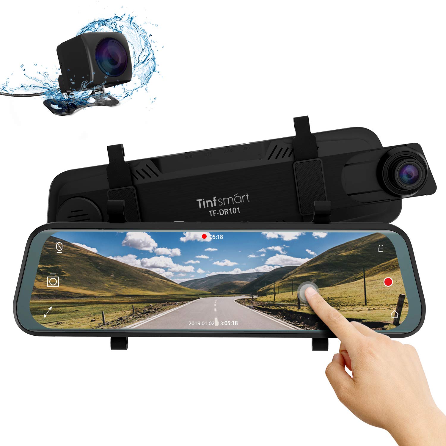Mirror Dash Cam Dual Dash Cam 10" Full HD Touch Screen Backup Camera for Car Stream Media Dual Len 170&deg;1080P Front+150&deg;1296P Rear View Dashcam WDR Night Version Loop Recording G-Sensor Parking Monitor
