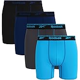 Reebok Men's Boxer Briefs - 4 Pack 6'' Inseam Stretch Performance Underwear Quick Dry Moisture Wicking Boxers