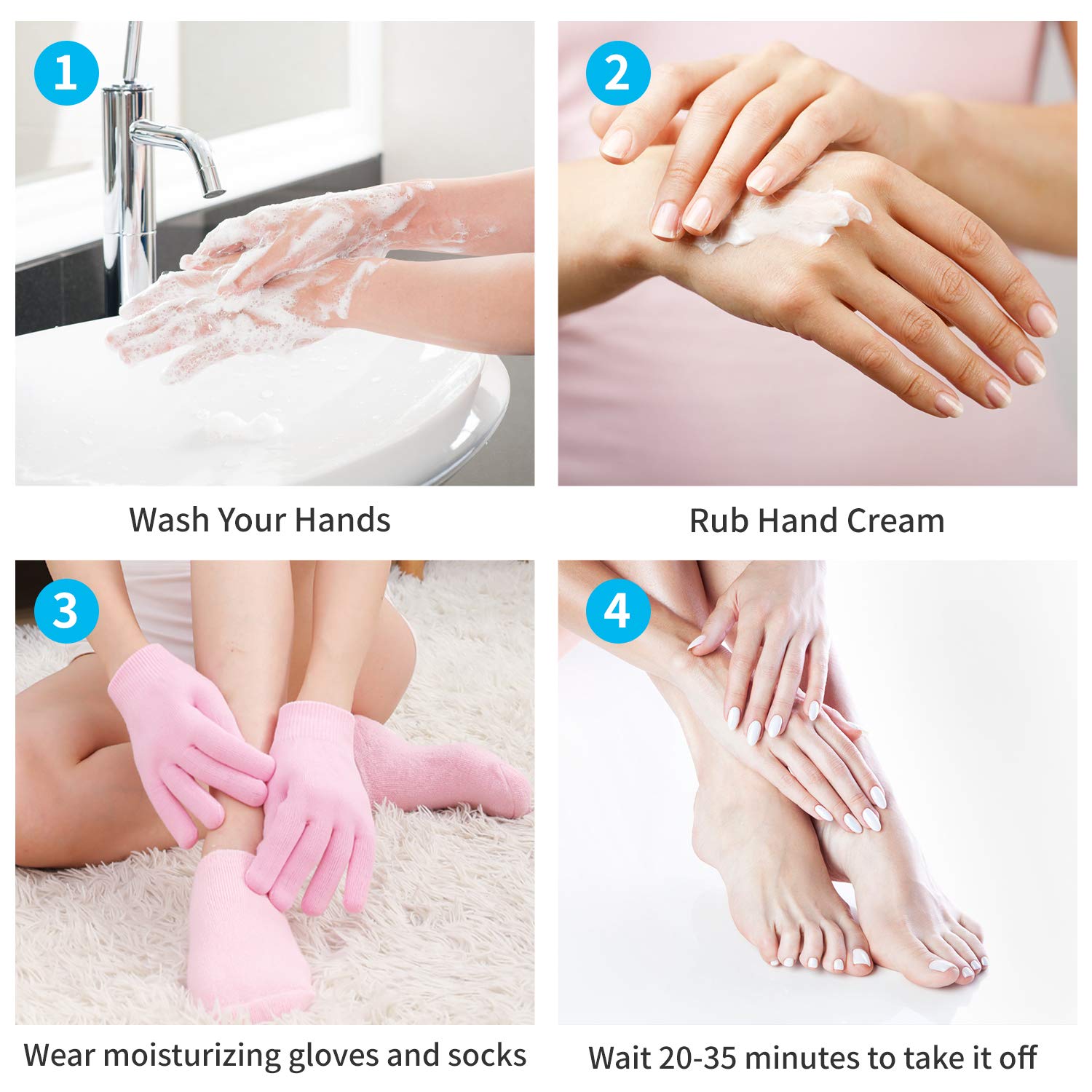 Moisturizing Gloves and Socks-Gel Spa Moisturizing Therapy Socks ＆ Gloves-Soften Repairing Dry Cracked, Hands Feet Skin Care, Effective in Repair Dry and Chapped Hands and Feet Skin Care : Beauty