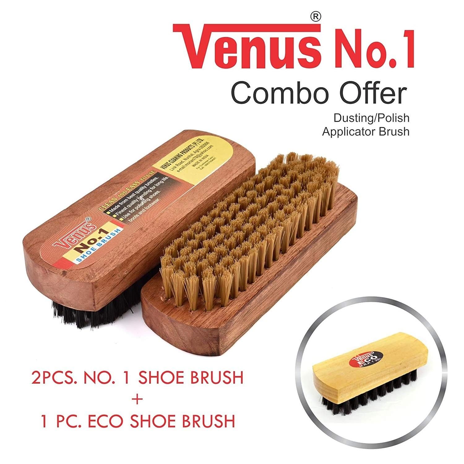 Buy Venus Unisex No.1 Shoe Polish Brush Set of 2 at Amazon.in
