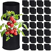 Zubebe 60 Pack Plant Grow Bags Bulk Garden Bags Aeration Grow Pots Heavy Duty Thickened Nonwoven Fabric Plant Pots Black Planting Container for Potato Tomato Vegetable Flower Fruits (5 Gallon)