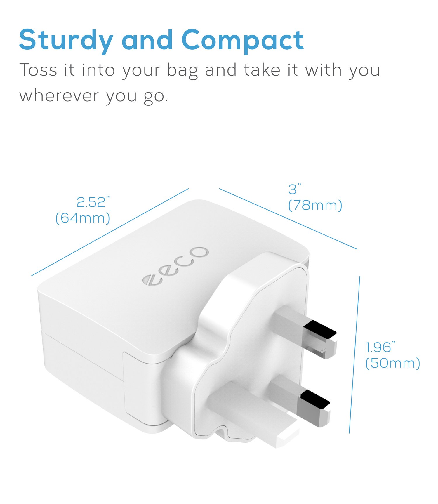 eeco Main Chargers USB 24W 2 Port Charging Fast Travel Adapter for iPhone 7/8/X/6 plus, iPad Air, Samsung Galaxy S8/S7/S6, Google Nexus, HTC, LG G6/G5/G4, Blackberry, Tablet