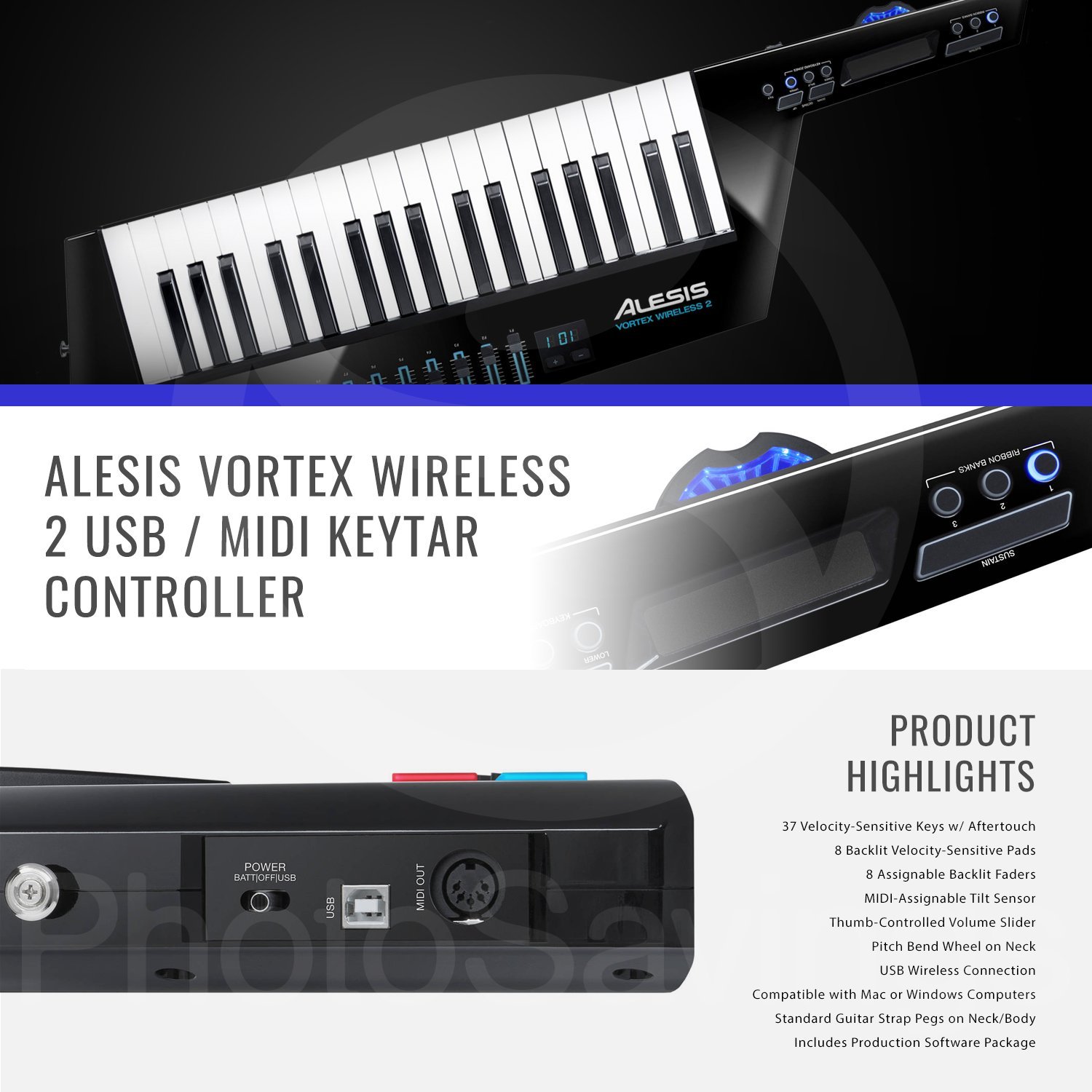 Alesis Vortex Wireless 2 Usb Midi Keytar Controller With Samson Headphones Batteries And Microfiber Cloth Cables Strap Computer Recording Musical Instruments Fcteutonia05 De