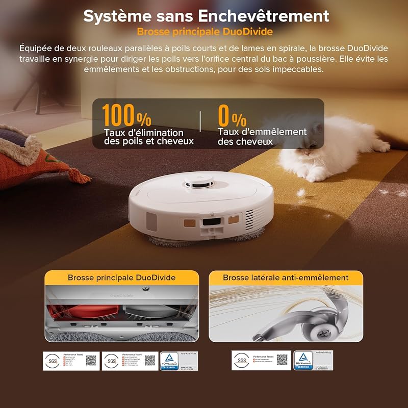 Qrevo S5V Aspirateur Robot Laveur avec Station, 12000Pa Aspiration