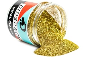 DIDSPADE 2oz Classic Gold 0.008" Small Gold Metal Flake Solvent Resisitant Glitter | Paint Metal Flake | Flake for Automotive Spray and Spray Painting | Glitter for Epoxy Resin