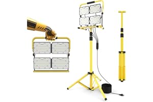 26000LM LED Work Light with Stand,4 Head Portable Work Light with 16FT Cord - IP66 Waterproof Flood Light for Workshop Garage