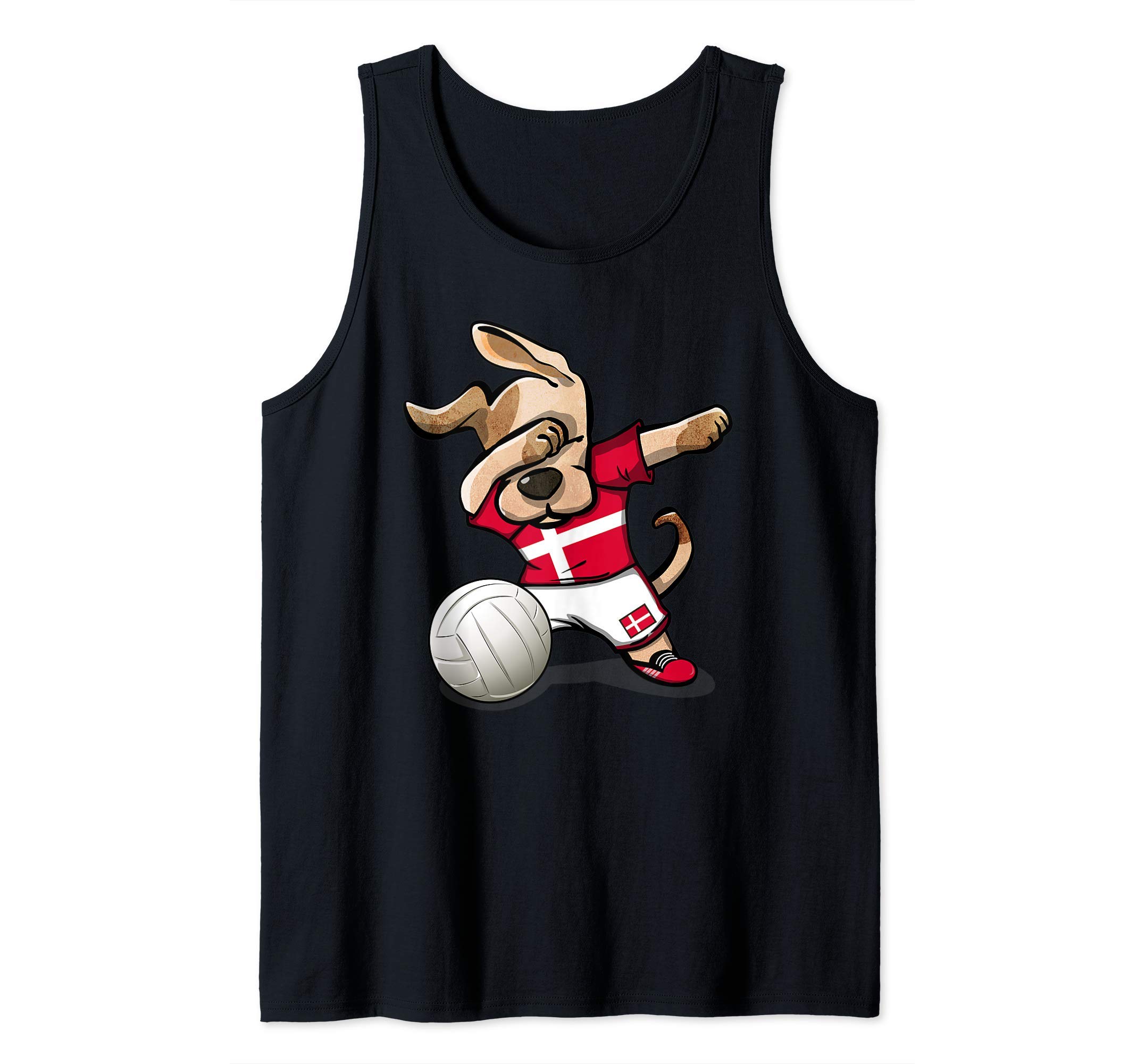 Cute Dabbing Dog Proud Denmark Volleyball Lovers Danish Flag Tank Top