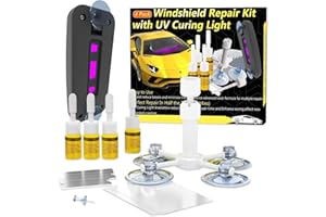 BRENNENSTUHL Windshield Repair Kit, Windshield Crack Repair for Chips and Cracks, Glass Repair Fluid with Pressure Syringes, Car Windshield Chip Repair Kit Quick Fix for Chips, Cracks, Star-Shaped Crack(4Pcs)