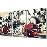 Canvas Art Wall Decor Weight Lifting Training Bedroom Wall Art Barbell Pictures for Living Room Sport Fitness Wall Painting Muscle Gym Modern Wall Art Stretched and Framed Ready to Hang 36"Wx24"H